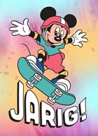 Verjaardagskaart Mickey Mouse skateboard